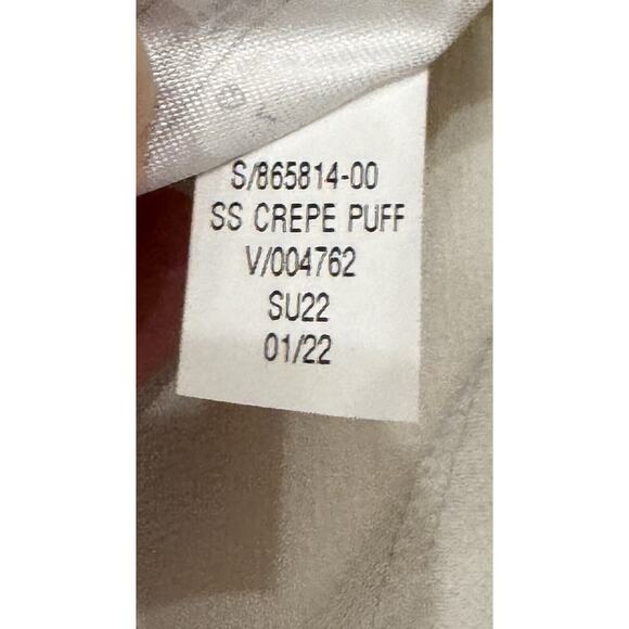 Banana Republic SS Crepe Puff Crop Blouse Womens L Stretch Top Cream Summer NWT - Picture 5 of 5